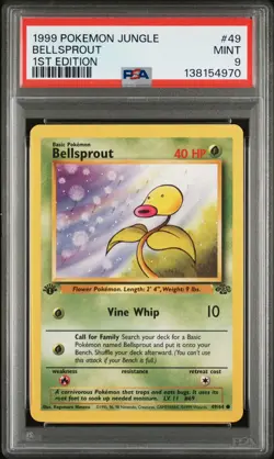 1999 Pokemon Jungle 1st Edition Bellsprout 49 FRESHLY GRADED PSA 9 MINT - Image 1