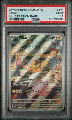 PSA 9 Mint Pikachu 2023 Pokemon 151 173/165 Illustration Rare - Image 1