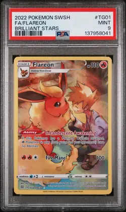 PSA 9 Mint 2022 Pokemon SWSH Full Art Flareon TG01/TG30 Brilliant Stars - Image 1