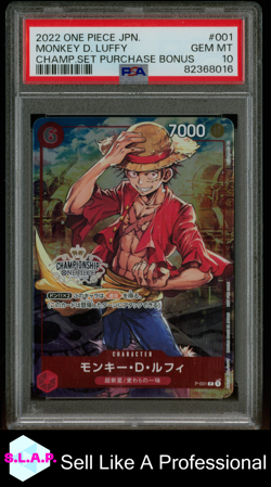 MONKEY D. LUFFY CHAMP.SET PURCHASE BONUS ONE PIECE JAP PROMOS 2022 001 PSA 10 - Image 1