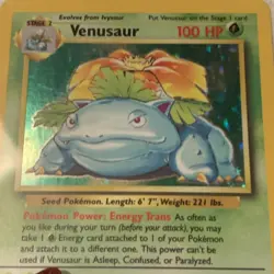 Pokemon TCG Venusaur Base Set Holo Unlimited Rare Card 15/102 LP - Image 3