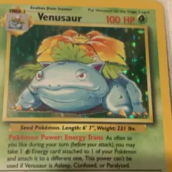 Pokemon TCG Venusaur Base Set Holo Unlimited Rare Card 15/102 LP - Image 5