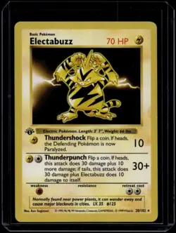 Pokemon TCG Electabuzz 20/102 Base Set Shadowless 1st Edition LP - Image 1