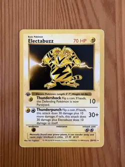 Electabuzz 1st Edition 20/102 Base Set Rare WOTC Vintage Pokemon 1999 - Image 1