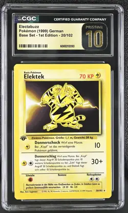 CGC 10 PRISTINE Electabuzz Base Set 1st Edition German 20/102 GERMAN Pokemon - Image 1