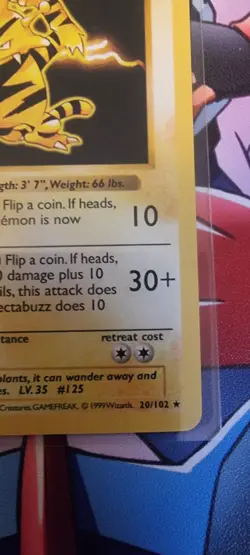 Electabuzz 1st Edition 20/102 Base Set Rare WOTC Vintage Pokemon 1999 - Image 5