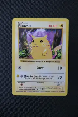 Pokemon TCG Yellow Cheeks Pikachu Shadowless Base Set 58/102 WOTC Card - Image 1