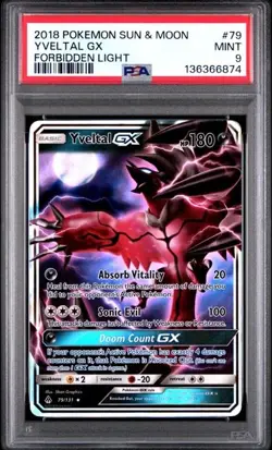 2018 Pokemon Sun & Moon Forbidden Light Yveltal GX #79 PSA 9 - Image 1