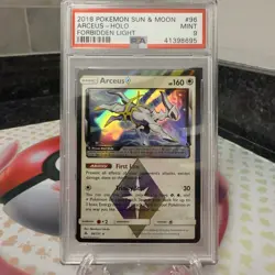 2018 Pokemon Sun & Moon Forbidden Light Arceus Holo Rare 96 PSA 9 Prism (G460) - Image 1