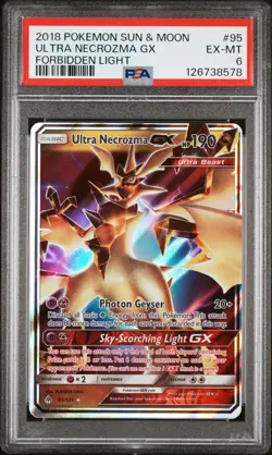 2018 POKEMON SUN & MOON FORBIDDEN LIGHT #95 ULTRA NECROZMA GX PSA 6 - Image 1
