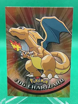 Topps #06 Charizard Holo Foil TV Animation Series 1 Pokemon Black Logo NM - Image 1