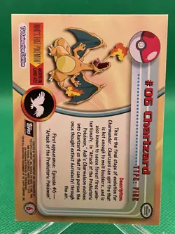 Topps #06 Charizard Holo Foil TV Animation Series 1 Pokemon Black Logo NM - Image 2