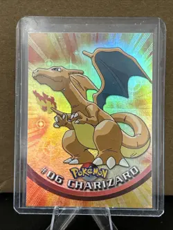 Topps Pokemon #06 Charizard Holo Foil TV Animation Series 1 Black Logo - Image 1