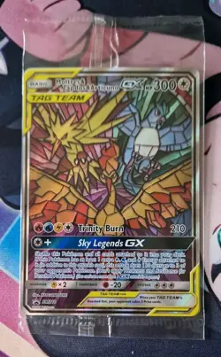 Pokemon TCG Moltres & Zapdos & Articuno Hidden Fates Stained Glass PROMO-SM210 - Image 1