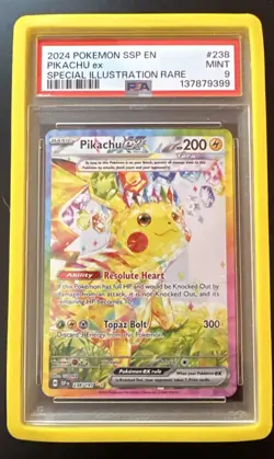 2024 POKEMON SSP EN-SURGING SPARKS SPECIAL ILLUSTRATION RARE PIKACHU EX PSA 9 - Image 1