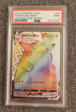 Pokemon Pikachu Vmax Rainbow Vivid Voltage #188 PSA 9 GRADING Farbenschock EN - Image 1