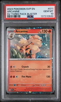 PSA 10 Arcanine Black Star Promo #011 Pokemon SVP EN-SV 2023 Cosmos Holo - Image 1