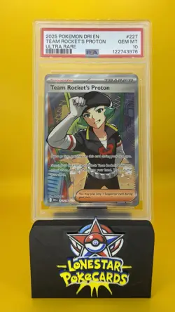 2025 POKEMON DRI EN-DESTINED RIVALS ULTRA RARE #227 TEAM ROCKET'S PROTON PSA 10 - Image 1