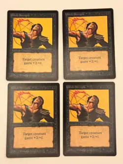 4x Unholy Strength Beta 1 in NM-/LP 2 in MP 1 in HP MTG Magic the Gathering - Image 1