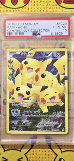 2016 POKEMON XY GENERATIONS RADIANT COLL #RC29 FULL ART/PIKACHU PSA 10 - Image 1