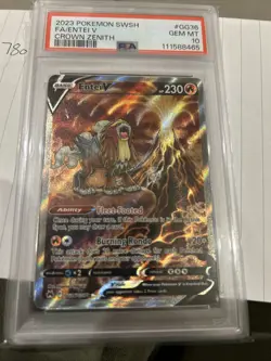 Pokemon TCG Crown Zenith: Entei V Galarian Gallery GG36/GG70 PSA 10 Gem Mint - Image 3