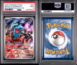 2025 POKEMON DESTINED RIVALS POKEMON CENTER ETB TEAM ROCKET'S WOBBUFFET PSA 9 - Image 3