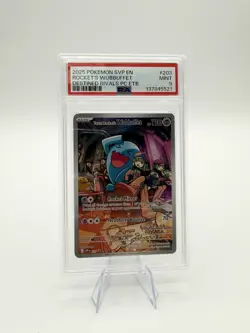 2025 POKEMON DESTINED RIVALS POKEMON CENTER ETB TEAM ROCKET'S WOBBUFFET PSA 9 - Image 1