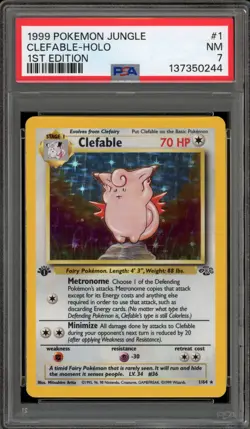 Pokemon Clefable Jungle 1st Edition Holo Rare #1 PSA 7 - Image 1