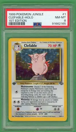 Clefable Pokemon Jungle 1ST Edition Holo Rare 1/64 PSA 8 - Image 1