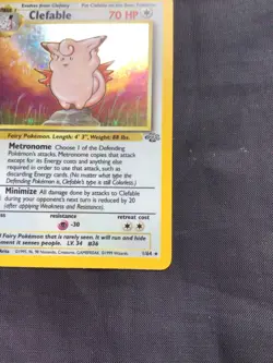 Pokemon Cards: Jungle 1st Edition Rare Holo: Clefable 1/64 - Image 5