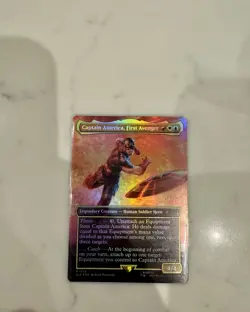 Marvel Secret Lair Captain America, First Avenger Rainbow Foil Card MTG - Image 1