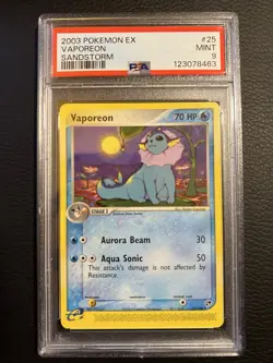 2003 Vaporeon Sandstorm Pokemon Card EX #25 PSA 9 - Image 1