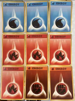 1999 Japanese Pokemon Squirtle VHS Deck Card Water & Fire 9 ENERGY Cards LOT - Image 1