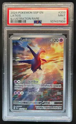 2024 Pokemon SV Surging Sparks SSP EN Latios #203/191 PSA 9 - Image 1