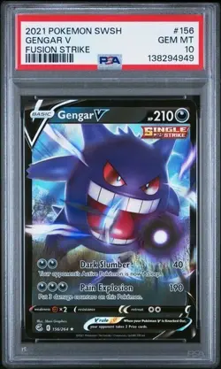 2021 POKEMON SWORD & SHIELD FUSION STRIKE #156 GENGAR V PSA 10 - Image 2