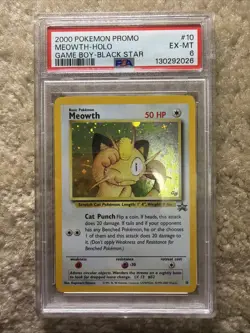 2000 Pokemon Promo Game Boy Black Star #10 Meowth Holo PSA 6 - Image 1
