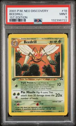 2001 POKEMON NEO DISCOVERY 1ST ED #18 BEEDRILL PSA 9 - Image 1