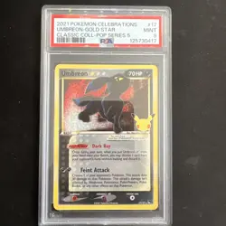 PSA 9 MINT Umbreon Gold Star 17/17 Celebrations Holo Pokemon Card - Image 1