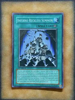 Yugioh Inferno Reckless Summon DP2-EN025 Super Rare 1st Ed LP - Image 1