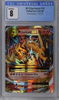 M Charizard EX CGC 8 NM/MINT Pokemon (2016) Evolutions #13/108 - Image 1