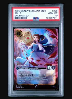 2025 DISNEY LORCANA EN 9-FABLED ENCHANTED BELLE ACCOMPLISHED MYSTIC PSA 10 - Image 1