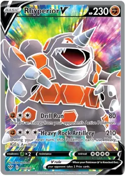 Rhyperior V - 181/189 - Full Art Ultra Rare NM, English Pokemon Darkness Ablaze - Image 1
