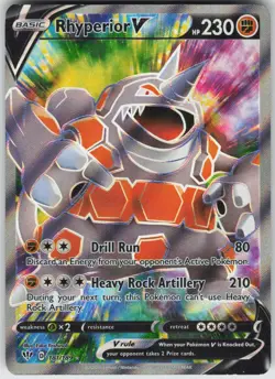 Pokemon Rhyperior V (Full Art) 181/189 SWSH03: Darkness Ablaze Ultra Rare NM - Image 1