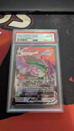 2022 Pokemon SWSH Silver Tempest Full Art #TG20 Rayquaza Vmax Gem Mint PSA 10 - Image 1