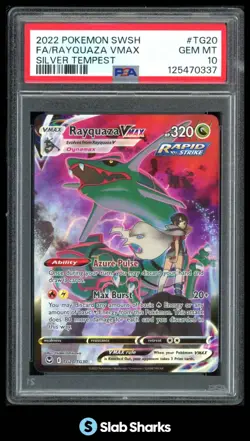 2022 POKEMON SWSH SILVER TEMPEST #TG20/TG30 RAYQUAZA VMAX FULL ART PSA 10 - Image 1