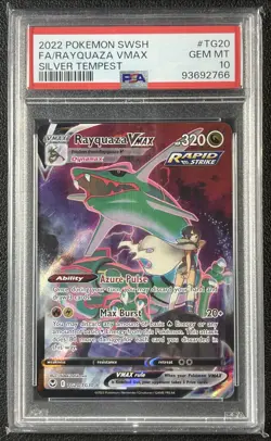 FA RAYQUAZA VMAX PSA 10 2022 POKEMON SWSH SILVER TEMPEST TG20/TG30 FULL ART HOLO - Image 1