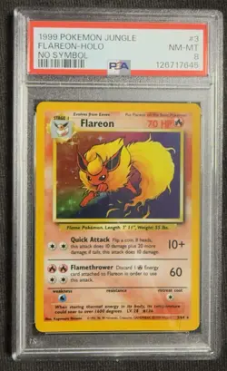 1999 Pokemon Jungle Flareon Holo No Symbol #3 PSA 8 NM-MT - Image 1