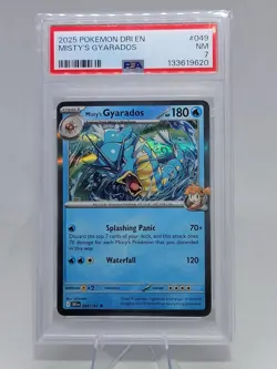2025 POKEMON DRI EN-DESTINED RIVALS #049 MISTY'S GYARADOS PSA 7 - Image 1