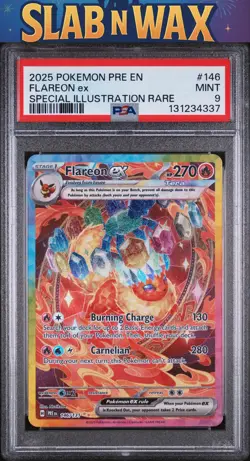 2025 Pokemon Pre En-Prismatic Evolutions Flareon Ex #146 PSA 9 - Image 1