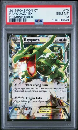 2015 POKEMON XY ROARING SKIES #75 RAYQUAZA EX PSA 10 - Image 1